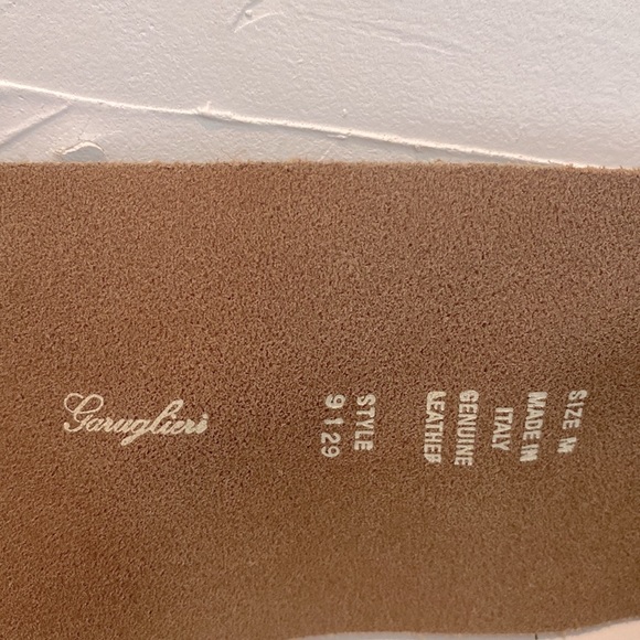 Garugliers 3” Tan Weathered Leather Belt Italy Medium - Picture 4 of 11